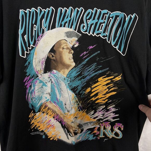 Vintage Ricky Van Shelton Tour T Shirt Size XL 1993 Concert Tee Country Black - Picture 2 of 8